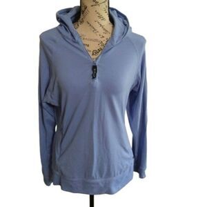 Athleta hooded comfy cozy Classic blue zip up small top